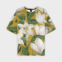 Мужская футболка оверсайз Цветы Белые Лилии