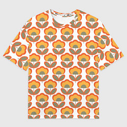 Мужская футболка оверсайз ЦВЕТЫ В СТИЛЕ 70х