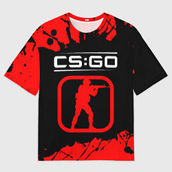 Футболка оверсайз мужская CS:GO лого с линиями и спецназом, цвет: 3D-принт