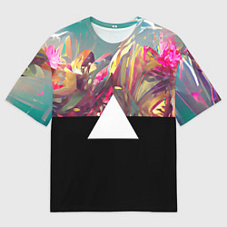 Футболка оверсайз мужская Цветы и треугольник, цвет: 3D-принт