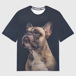 Футболка оверсайз мужская Голова французского бульдога, цвет: 3D-принт