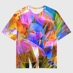 Мужская футболка оверсайз Красочный цветочный паттерн Лето Colorful floral p