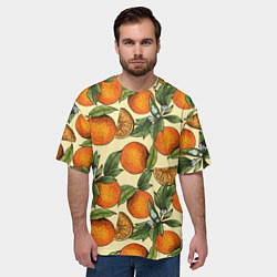 Футболка оверсайз мужская Узор Апельсиновое настроение, цвет: 3D-принт — фото 2