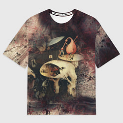 Футболка оверсайз мужская Иероним Босх Сад земных наслаждений Фрагмент Hiero, цвет: 3D-принт