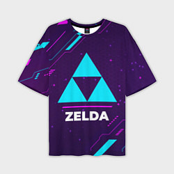 Футболка оверсайз мужская Символ Zelda в неоновых цветах на темном фоне, цвет: 3D-принт