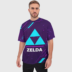 Футболка оверсайз мужская Символ Zelda в неоновых цветах на темном фоне, цвет: 3D-принт — фото 2
