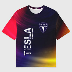 Футболка оверсайз мужская ТЕСЛА Tesla Autosport Звезды, цвет: 3D-принт