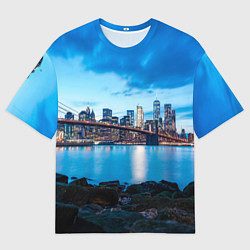 Мужская футболка оверсайз Закат в мегаполисе