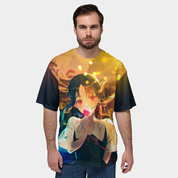 Футболка оверсайз мужская В ЛЮБВИ КАК НА ВОЙНЕ КАГУЯ СИНОМИЯ, цвет: 3D-принт — фото 2