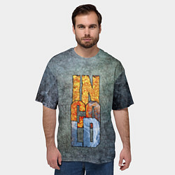 Футболка оверсайз мужская IN COLD logo on a gray background, цвет: 3D-принт — фото 2