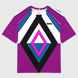 Футболка оверсайз мужская Геометрические фигуры в бордовых и розовый тонах с, цвет: 3D-принт