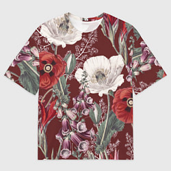 Футболка оверсайз мужская Цветы Красного Мака, цвет: 3D-принт