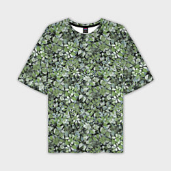 Мужская футболка оверсайз Летний лесной камуфляж в зеленых тонах