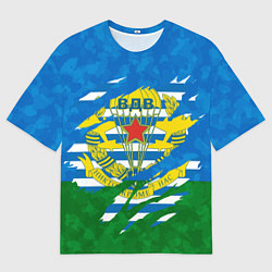 Мужская футболка оверсайз ВДВ РАЗОРВАННАЯ ТКАНЬ