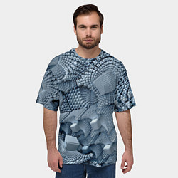 Футболка оверсайз мужская GEOMETRIC FRACTAL CUBES, цвет: 3D-принт — фото 2
