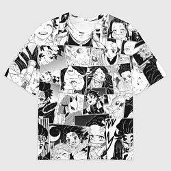 Мужская футболка оверсайз Клинок рассекающий демонов паттерн