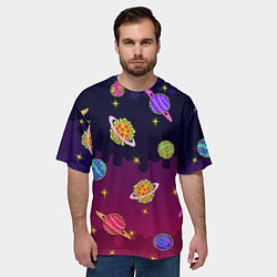 Футболка оверсайз мужская Pizza in Space, цвет: 3D-принт — фото 2