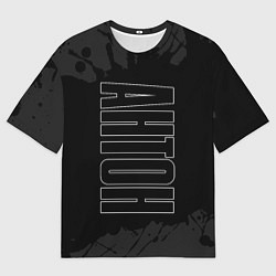 Футболка оверсайз мужская Имя Антон по-вертикали с темным фоном, цвет: 3D-принт
