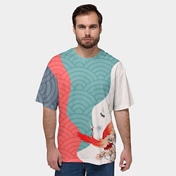 Футболка оверсайз мужская Японские облака, цвет: 3D-принт — фото 2