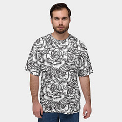 Футболка оверсайз мужская Цветы Много Белых Роз, цвет: 3D-принт — фото 2