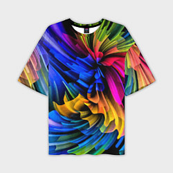 Мужская футболка оверсайз Абстрактная неоновая композиция Abstract neon comp