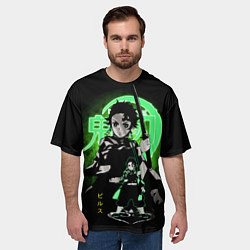 Футболка оверсайз мужская КЛИНОК, РАССЕКАЮЩИЙ ДЕМОНОВ ТАНДЖИРО КАМАДО, цвет: 3D-принт — фото 2