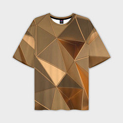 Мужская футболка оверсайз Золотые 3D треугольники
