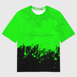 Мужская футболка оверсайз САЛАТОВЫЕ НЕОНОВЫЕ БРЫЗГИ КРАСКИ