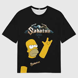 Футболка оверсайз мужская Sabaton Гомер Симпсон рокер, цвет: 3D-принт