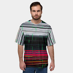 Футболка оверсайз мужская Цветная мозаика colored mosaic lines, цвет: 3D-принт — фото 2
