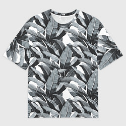 Футболка оверсайз мужская Чёрно-белые Листья Пальм, цвет: 3D-принт