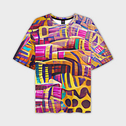 Мужская футболка оверсайз Африканские яркие мотивы