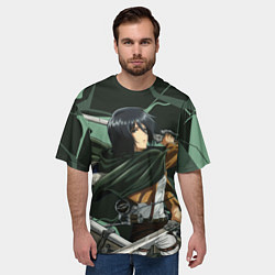 Футболка оверсайз мужская Микаса Аккерман из Атаки Титанов, цвет: 3D-принт — фото 2