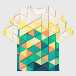 Футболка оверсайз мужская Цветные объемные треугольники, цвет: 3D-принт