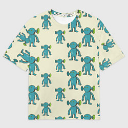 Футболка оверсайз мужская Милые зеленые человечки, цвет: 3D-принт