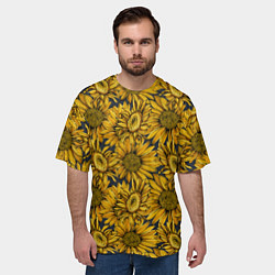 Футболка оверсайз мужская Цветы Подсолнечники, цвет: 3D-принт — фото 2