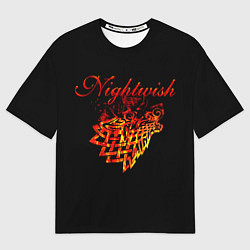 Футболка оверсайз мужская Nightwish кельтский волк с горящей головой, цвет: 3D-принт