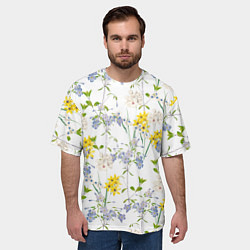 Футболка оверсайз мужская Цветы Барвинок и Рудбекия, цвет: 3D-принт — фото 2