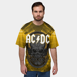 Футболка оверсайз мужская AC DC SKULL ROCK, цвет: 3D-принт — фото 2