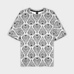 Мужская футболка оверсайз Черно-белый геометрический узор Арт деко