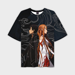 Мужская футболка оверсайз Кирито и Асуна - Sword Art Online