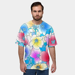 Футболка оверсайз мужская Летний цветочный паттерн Fashion trend 2025, цвет: 3D-принт — фото 2