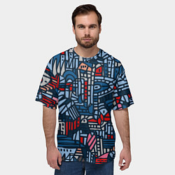 Футболка оверсайз мужская Sketch in blue tones, цвет: 3D-принт — фото 2