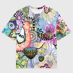 Футболка оверсайз мужская Подводный цветочно коралловый мир, цвет: 3D-принт