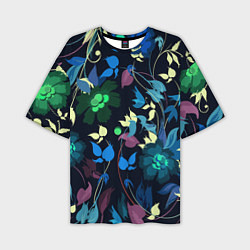 Мужская футболка оверсайз Color summer night Floral pattern