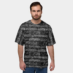 Футболка оверсайз мужская Стена из черного кирпича Лофт, цвет: 3D-принт — фото 2