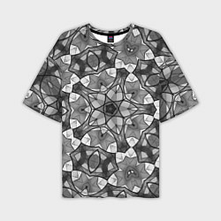 Футболка оверсайз мужская Черно-белый геометрический мозаичный узор, цвет: 3D-принт