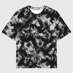 Мужская футболка оверсайз Черно-белый абстрактный камуфляж
