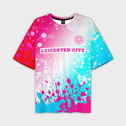 Футболка оверсайз мужская Leicester City Neon Gradient, цвет: 3D-принт