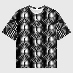 Футболка оверсайз мужская Геометрический узор арт-деко черно-белый, цвет: 3D-принт